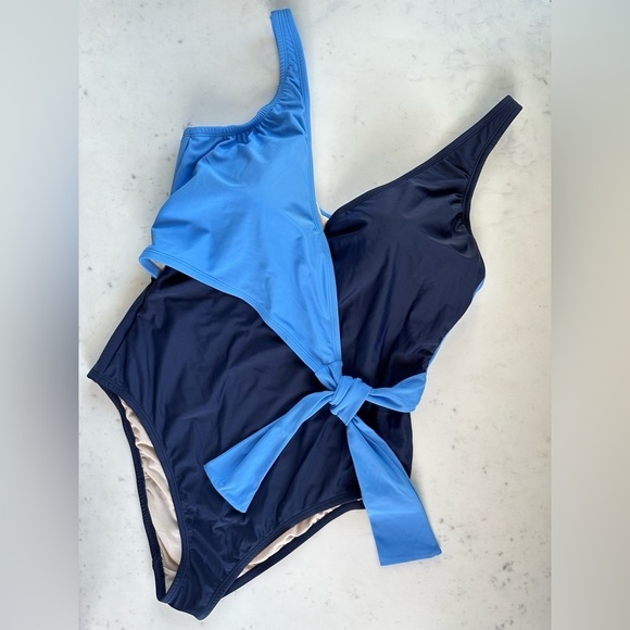 NWOT Kona Sol Color Block Front Tie One-Piece Swimsuit - Picture 1 of 8